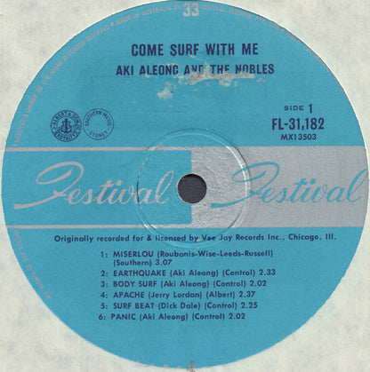 Aki Aleong And The Nobles* : Come Surf With Me (LP, Album, Mono)