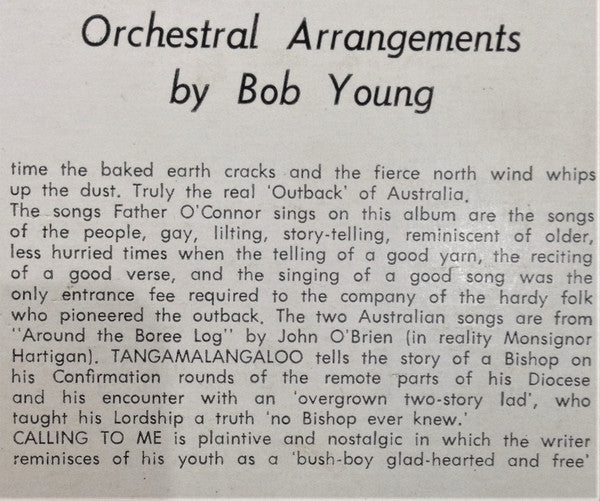 Father Kevin O'Connor* With The Bob Young Orchestra : The Singing Priest Of The Outback (LP, Album, Mono)