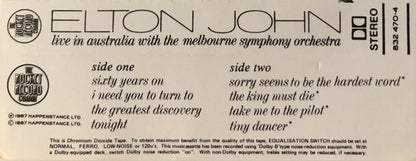 Elton John : Live In Australia (With The Melbourne Symphony Orchestra) (2xCass, Album)