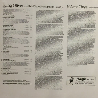 King Oliver & His Dixie Syncopators : 1928-31 Volume 3 (LP, Comp, Mono)