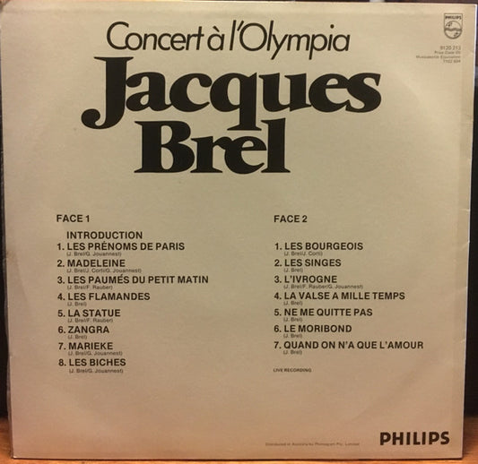 Jacques Brel : Concert À L'Olympia (LP, Album, RE)