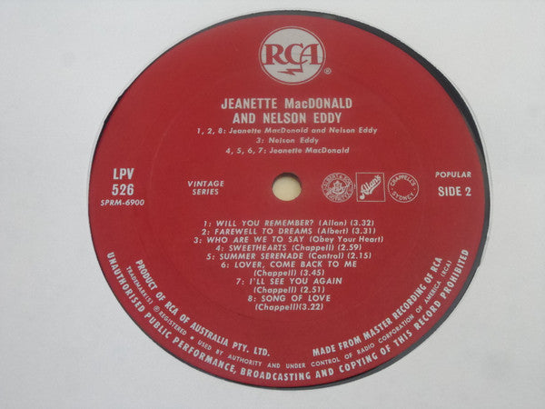 Jeanette MacDonald And Nelson Eddy : 16 Nostalgic Original Recordings Of Music From Their Golden Years In Hollywood (LP, Comp, Mono)