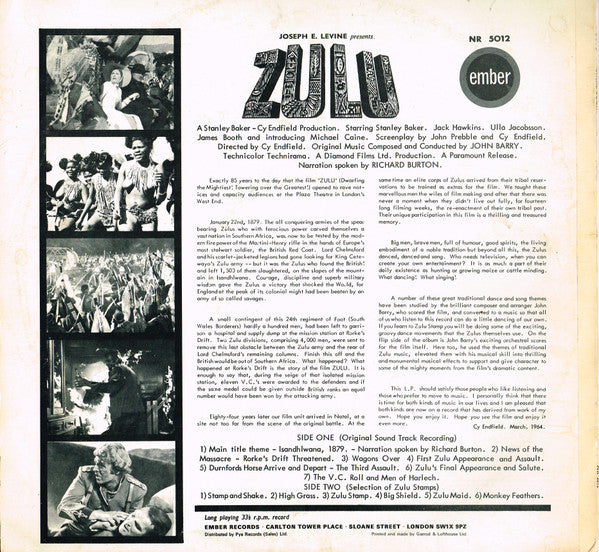 John Barry : Zulu (Original Motion Picture Sound Track & Themes) (LP, RE)