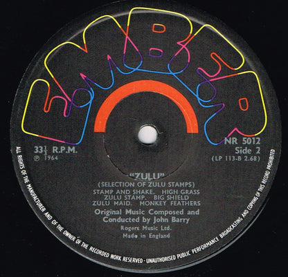 John Barry : Zulu (Original Motion Picture Sound Track & Themes) (LP, RE)