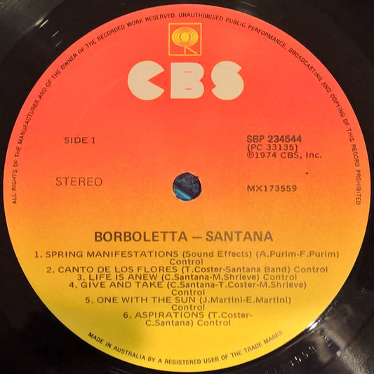 Santana : Borboletta (LP, Album, RE, Sun)