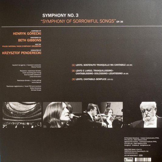 Henryk Górecki Performed By Beth Gibbons And The Polish National Radio Symphony Orchestra Conducted By Krzysztof Penderecki : Symphony No. 3 "Symphony Of Sorrowful Songs" Op. 36 (LP, Album)