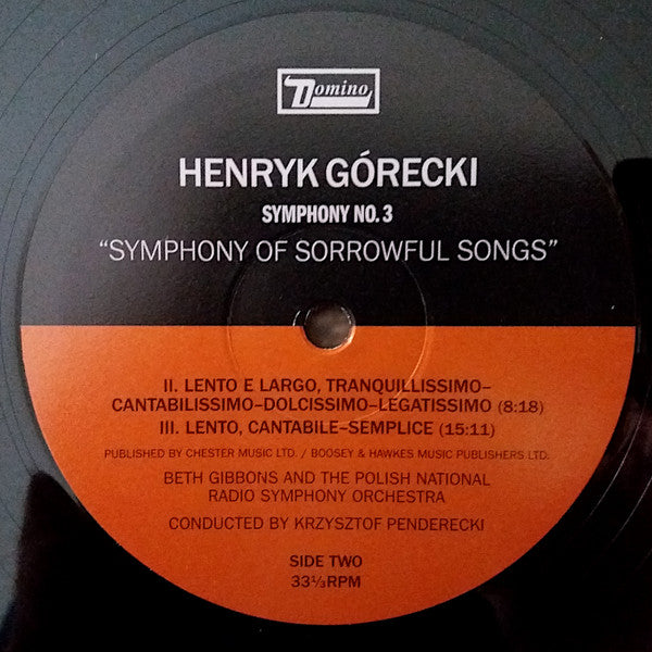 Henryk Górecki Performed By Beth Gibbons And The Polish National Radio Symphony Orchestra Conducted By Krzysztof Penderecki : Symphony No. 3 "Symphony Of Sorrowful Songs" Op. 36 (LP, Album)
