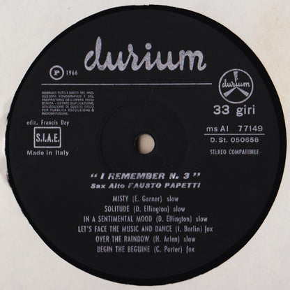 Fausto Papetti : I Remember N° 3 (LP, RE)