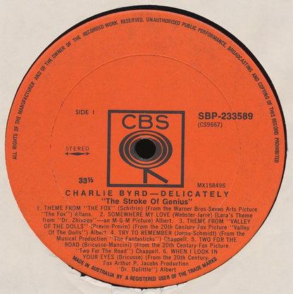 Charlie Byrd : Delicately (LP, Album, RE)