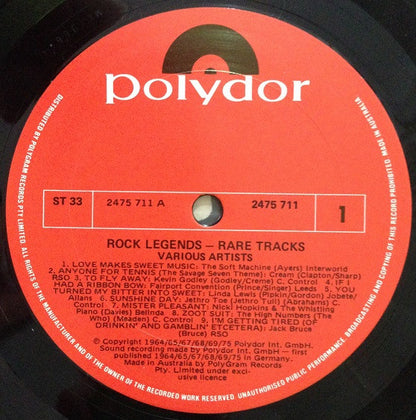 Various : Rock Legends - Rare Tracks (LP, Comp)