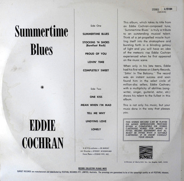 Eddie Cochran : Summertime Blues (LP, Comp)