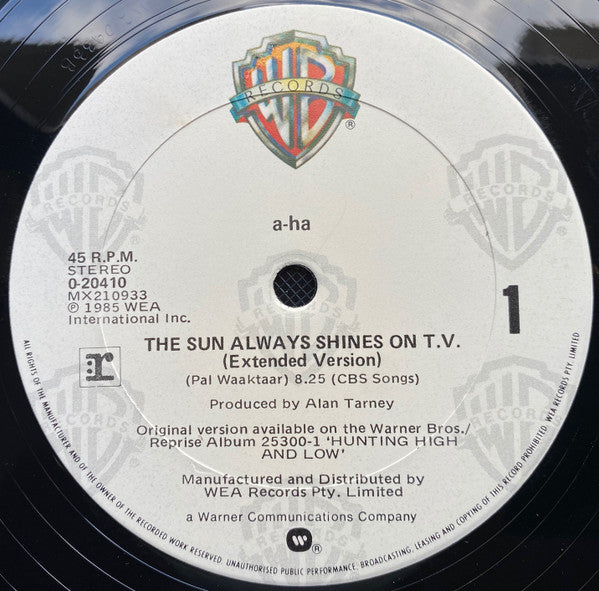 a-ha : The Sun Always Shines On T.V. (12")