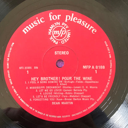 Dean Martin : Hey Brother! Pour The Wine (LP, Comp)