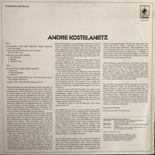 Alan Hovhaness - André Kostelanetz : And God Created Great Whales (LP, Album, RE)