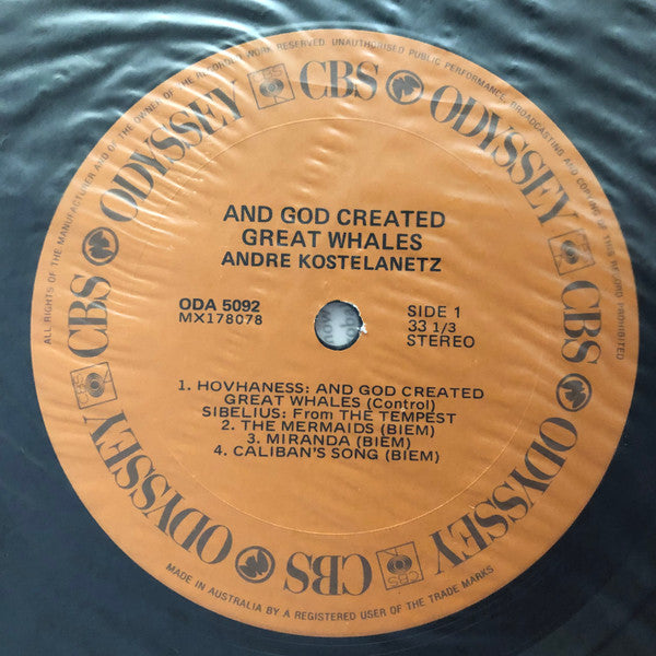 Alan Hovhaness - André Kostelanetz : And God Created Great Whales (LP, Album, RE)