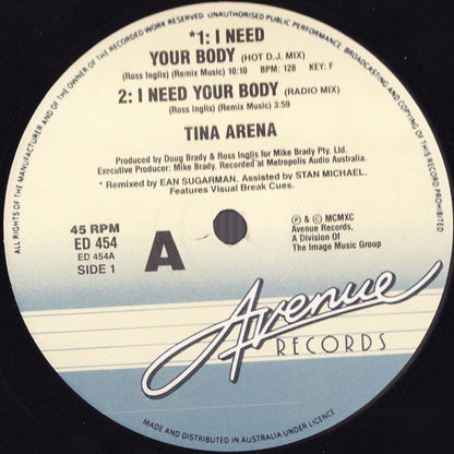 Tina Arena : I Need Your Body (12")