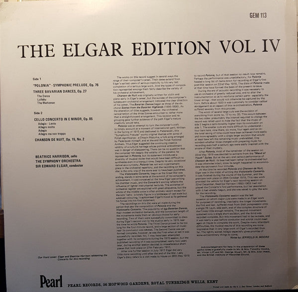 Elgar* : The Elgar Edition, Vol. IV (LP, Mono)