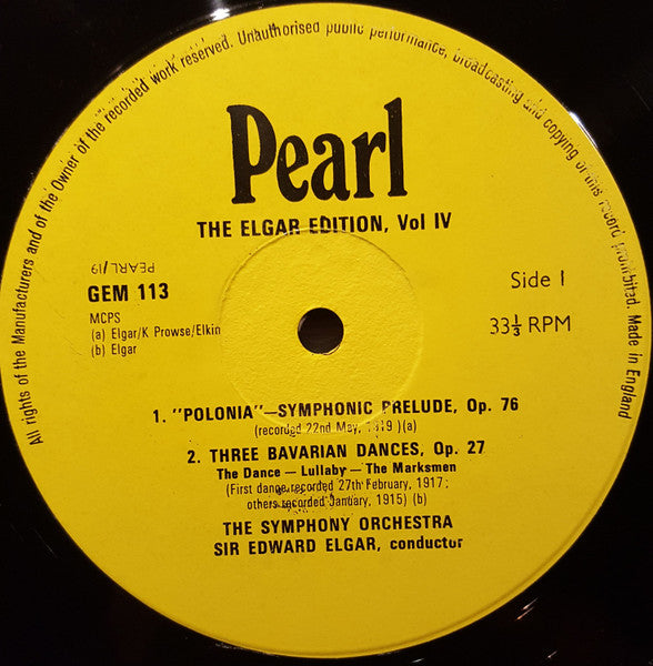 Elgar* : The Elgar Edition, Vol. IV (LP, Mono)