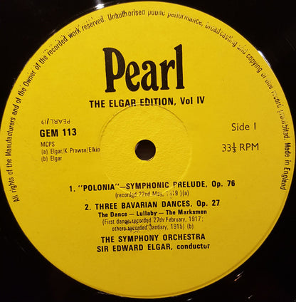 Elgar* : The Elgar Edition, Vol. IV (LP, Mono)