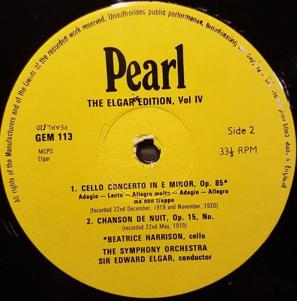 Elgar* : The Elgar Edition, Vol. IV (LP, Mono)