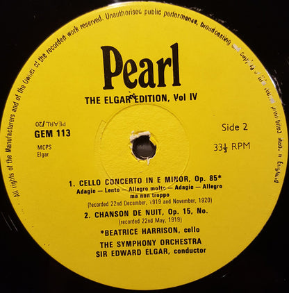 Elgar* : The Elgar Edition, Vol. IV (LP, Mono)