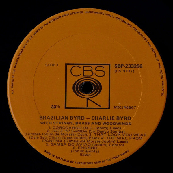 Charlie Byrd : Brazilian Byrd (LP, Album, RP)