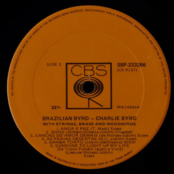 Charlie Byrd : Brazilian Byrd (LP, Album, RP)