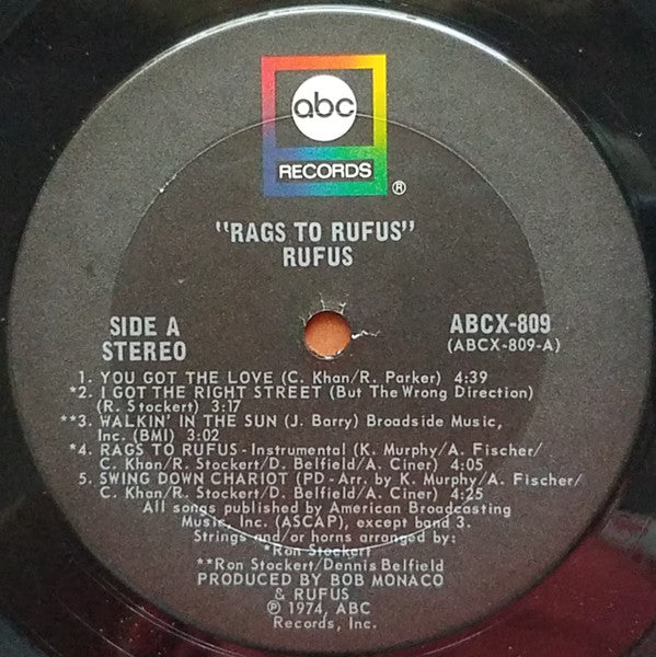 Rufus Featuring Chaka Khan : Rags To Rufus (LP, Album, Ter)