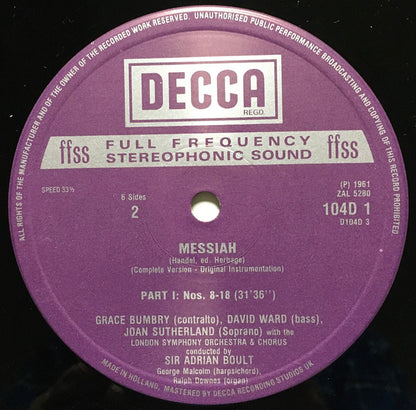 Georg Friedrich Händel : Messiah (3xLP, Album, RE + Box)