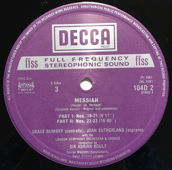 Georg Friedrich Händel : Messiah (3xLP, Album, RE + Box)