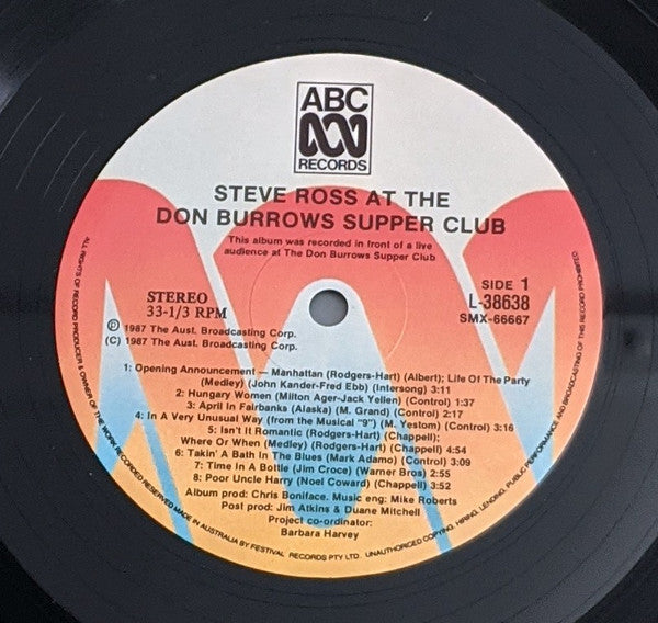 Steve Ross (19) : At The Don Burrows Supper Club (LP, Album)