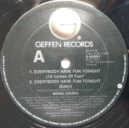Wang Chung : Everybody Have Fun Tonight (12", Single)