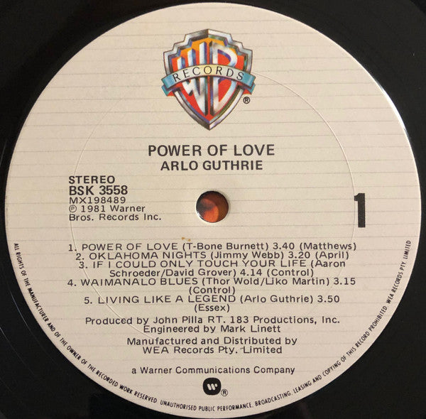 Arlo Guthrie : Power Of Love (LP, Album)