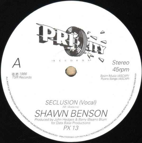 Shawn Benson : Seclusion (12")