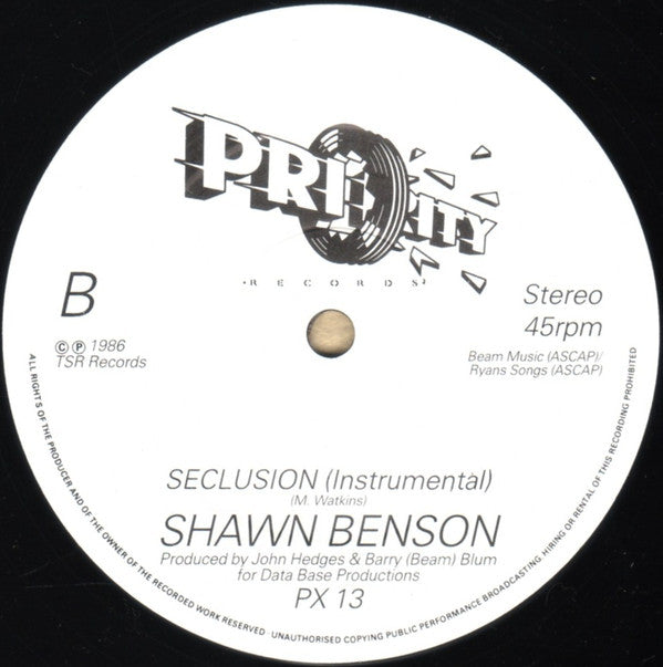 Shawn Benson : Seclusion (12")