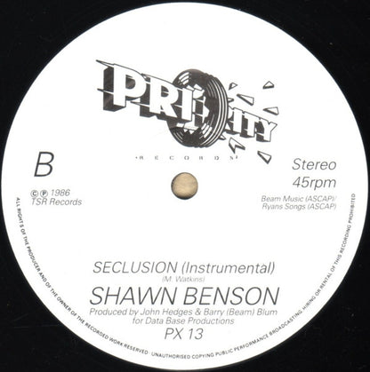 Shawn Benson : Seclusion (12")