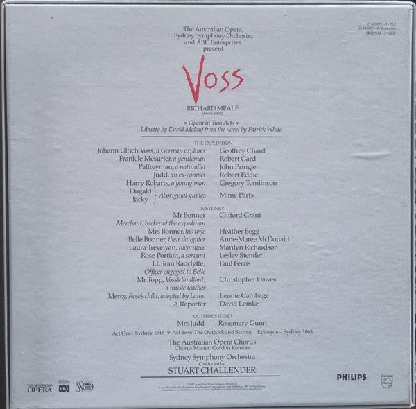 Richard Meale, Geoffrey Chard, Marilyn Richardson, The Australian Opera Chorus*, Sydney Symphony Orchestra, Stuart Challender : Voss (2xLP, Album + Box)