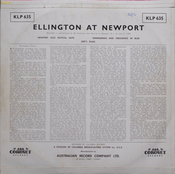 Duke Ellington And His Orchestra : Ellington At Newport (LP, Album, Mono)