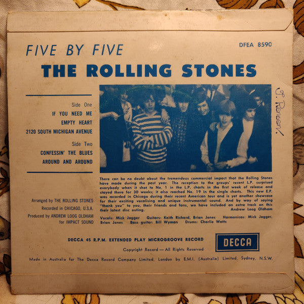 The Rolling Stones : Five By Five (7", EP, Mono)