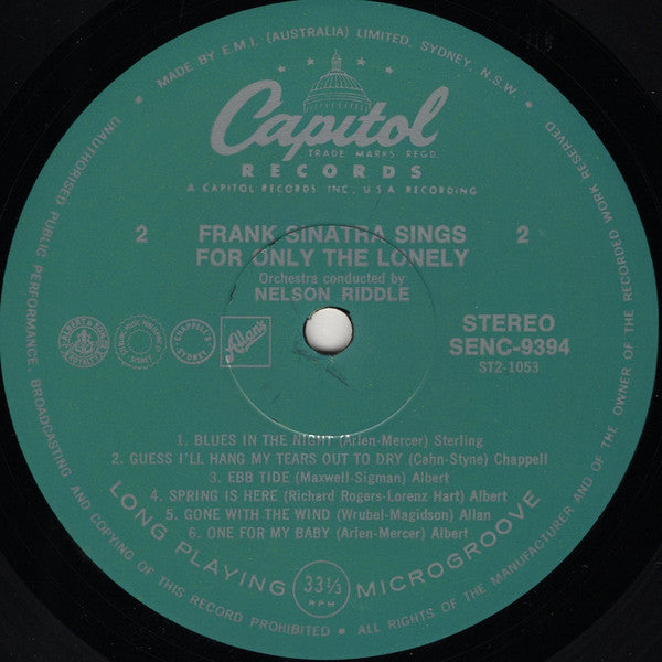 Frank Sinatra : Frank Sinatra Sings For Only The Lonely (LP, Album)