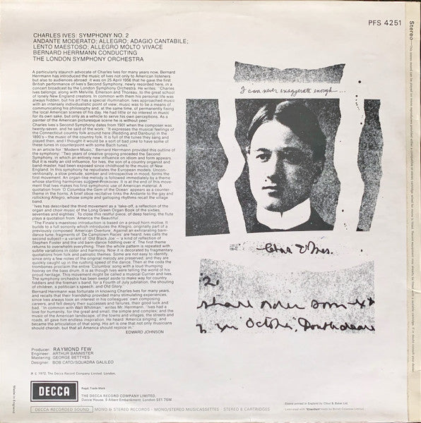 Ives* - London Symphony Orchestra, Bernard Herrmann : Symphony No. 2 (LP, Album)