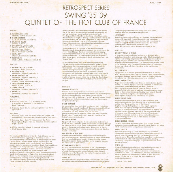 Quintette Du Hot Club De France : Swing '35-'39 (LP, Comp, Mono, Club)
