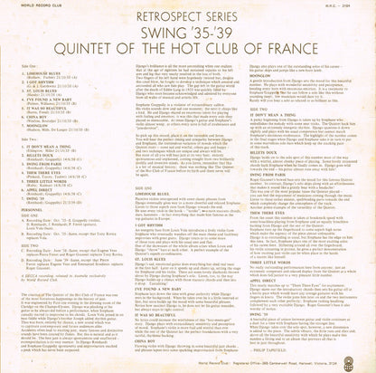 Quintette Du Hot Club De France : Swing '35-'39 (LP, Comp, Mono, Club)