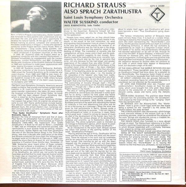 Strauss* / Saint Louis Symphony Orchestra / Walter Susskind : Also Sprach Zarathustra (LP, Album, Quad)