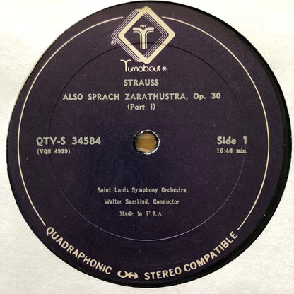 Strauss* / Saint Louis Symphony Orchestra / Walter Susskind : Also Sprach Zarathustra (LP, Album, Quad)