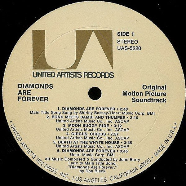John Barry : Diamonds Are Forever (Original Motion Picture Soundtrack) (LP, Album)