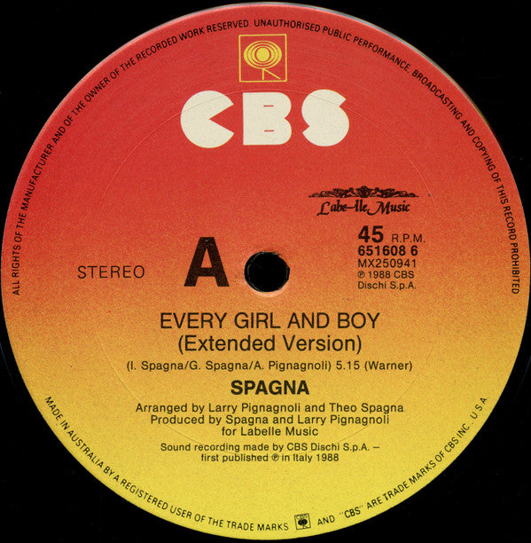 Spagna* : Every Girl And Boy (12")
