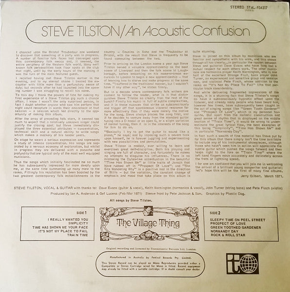 Steve Tilston : An Acoustic Confusion (LP, Album)