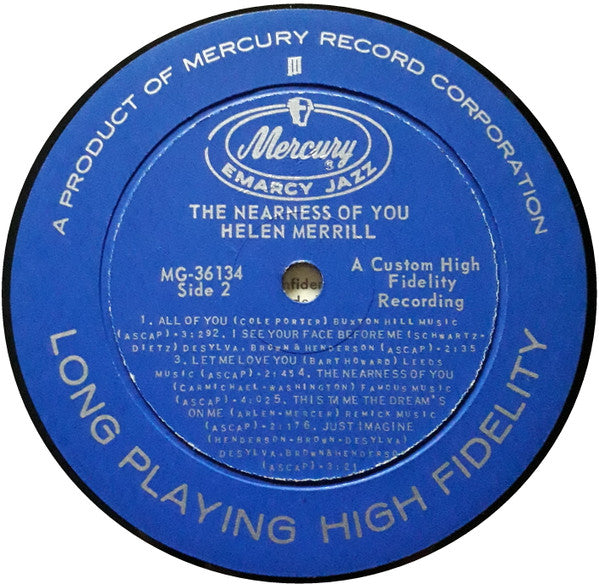 Helen Merrill : The Nearness Of You (LP, Album, Mono)