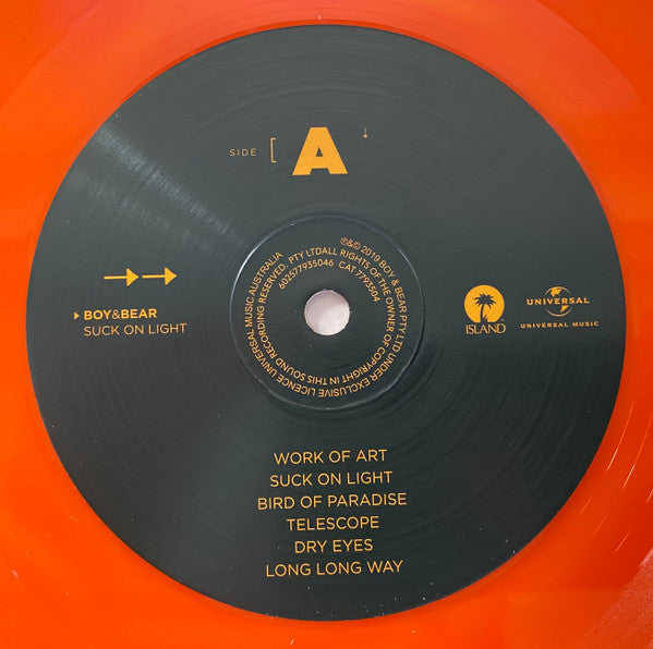Boy & Bear : Suck On Light (LP, Album, Ora)